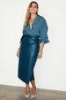 Teal Vegan Leather Jaspre Skirt
