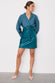 Teal Vegan Leather Mini Jaspre Skirt Petite