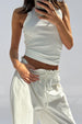 caption_Model wears White Cotton Ribbed Tank  in size S