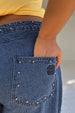 Blue Studded Barrel Jeans