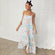 White Island Cross Stitch Maxi Dress