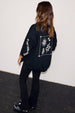 Black Sweatshirt with Ecru Embroidery
