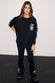 Black Sweatshirt with Ecru Embroidery