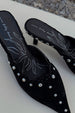 Black Suede Mules with Silver Studs