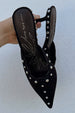 Black Suede Mules with Silver Studs