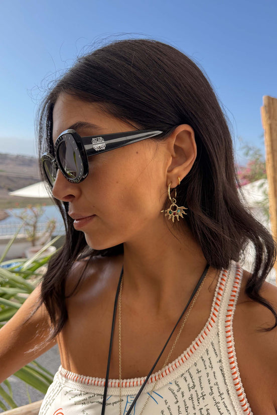Black Studded Acetate Sunglasses