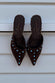 Chocolate Suede Mules with Turquoise Studs