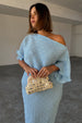 caption_Model wears Ice Blue Plisse Tilly Dress in size XL