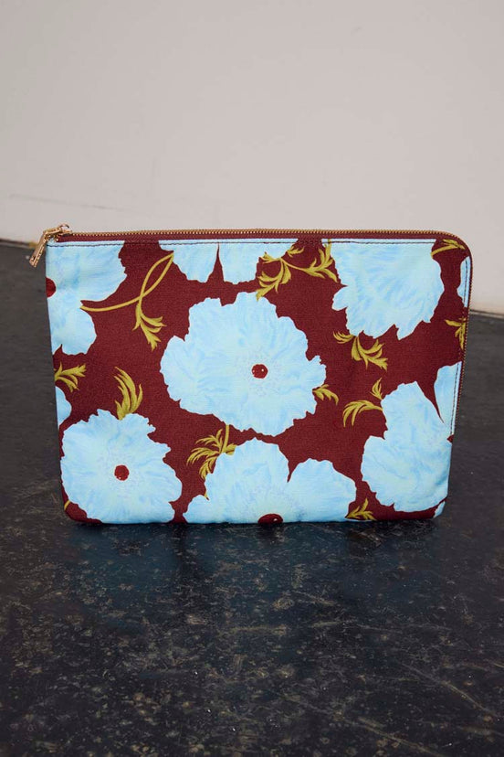 Blue & Burgundy Poppy Laptop Case
