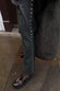 Bottle Green Studded Vegan Leather Trousers