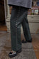 Bottle Green Studded Vegan Leather Trousers