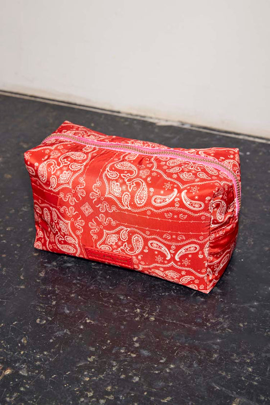 Red Bandana Reversible Make Up Bag