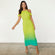 Lime Ombre Plisse Claudia Dress