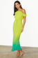 caption_Model wears Lime Ombre Plisse Claudia Dress in UK size 10/ US 6
