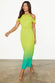 caption_Model wears Lime Ombre Plisse Claudia Dress in UK size 10/ US 6