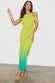 Lime Ombre Plisse Claudia Dress