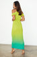 Lime Ombre Plisse Claudia Dress