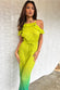 Lime Ombre Plisse Claudia Dress