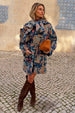 Denim Paisley Belted Shacket