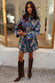 Denim Paisley Belted Shacket