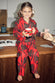 Kids Red Bow Cotton Button Through Pyjamas