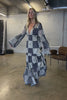 Model wearing Navy And Cream Bandana Stevie Dress