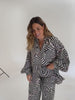 Model wearing Zebra Trousers 