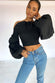 Black Ruffle Statement Sleeve Top - nfd-demo-dev