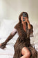 Brown Sheer Leopard Wrap Dress - nfd-demo-dev