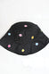Embroidered Flower Black Bucket Hat - nfd-demo-dev