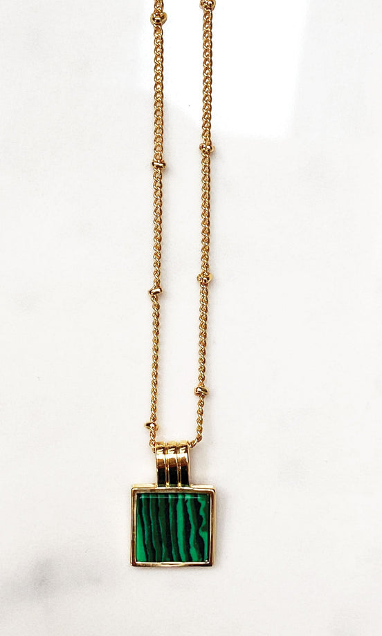Gold Green Square Pendant - nfd-demo-dev