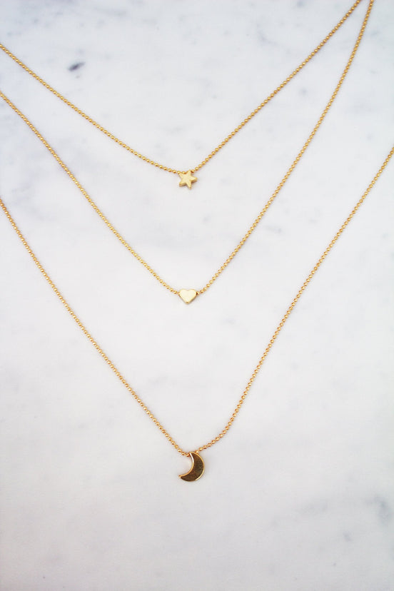 Gold Moon Star Heart Necklace - nfd-demo-dev
