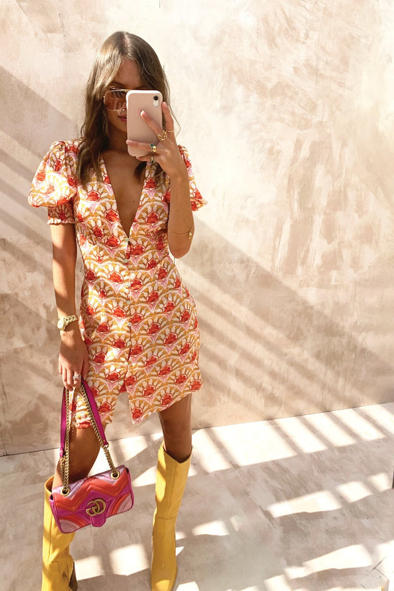 Gold Paisley Lindos Mini Dress - nfd-demo-dev