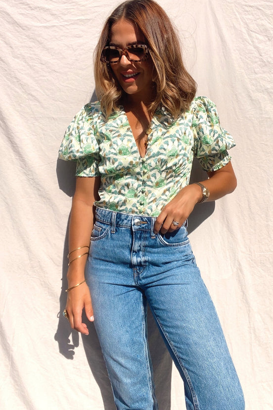 Green Paisley S/S Lindos Top - nfd-demo-dev