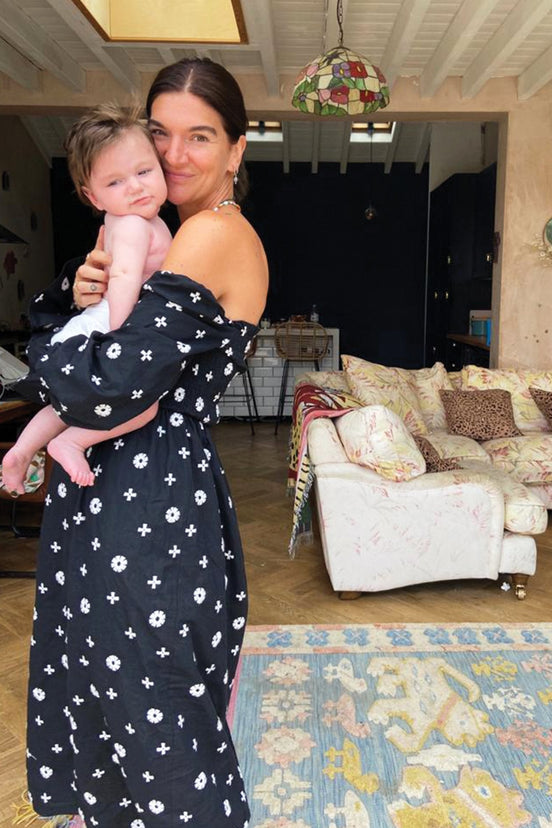 Monochrome Embroidered Cross Print Dress - nfd-demo-dev
