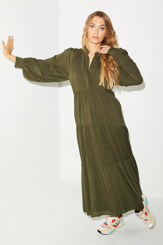 Viscose-Khaki-Panel-Dress-£89