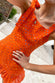 Rainbow Foil Orange Mini Dress