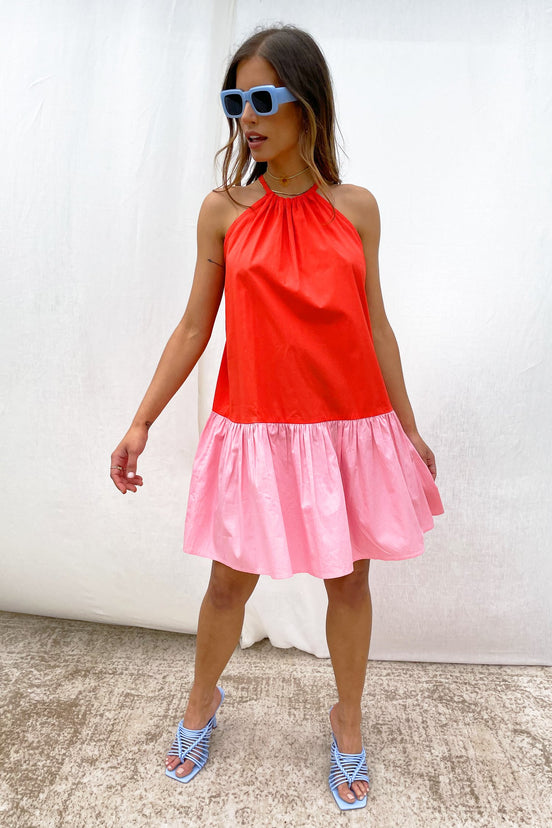 Red-and-Pink-Trapeze-Dress-£69