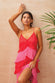 Red & Pink Tiered Dress