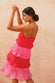 Red & Pink Tiered Dress