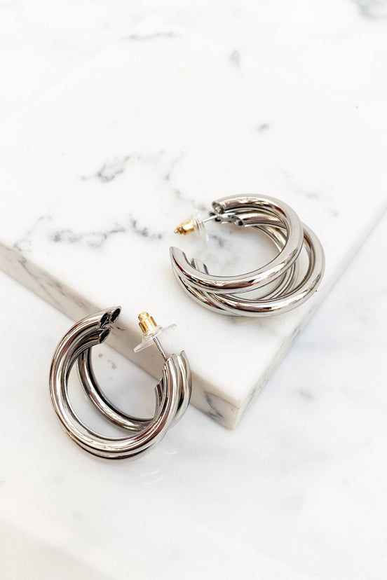 Silver-Cluster-Hoop-Earrings-£12