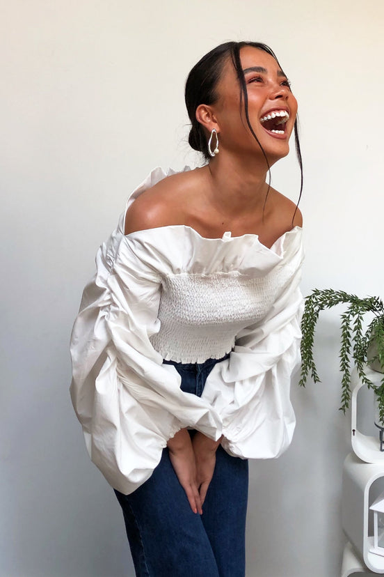 '-Ruffle-Statement-Sleeve Top-£79.00