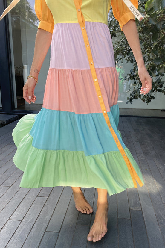 Pastel Rainbow Panel Dress